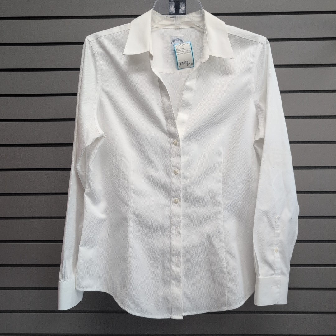 Women's Women Size 12 White Brooks Brothers Crew Long Sleeve Shirt