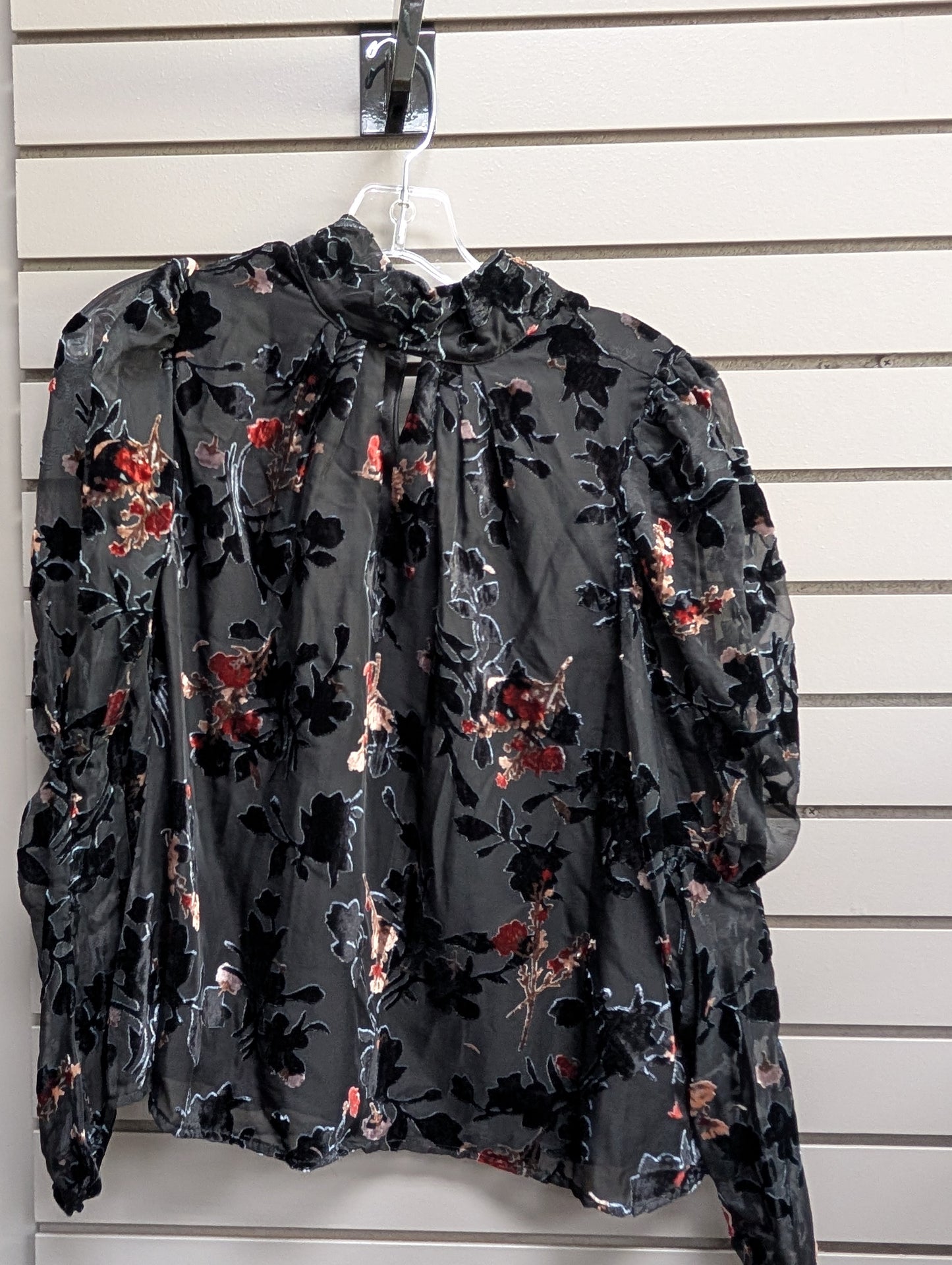 Women Size M Black French Connection Floral Long Sleeve Blouse