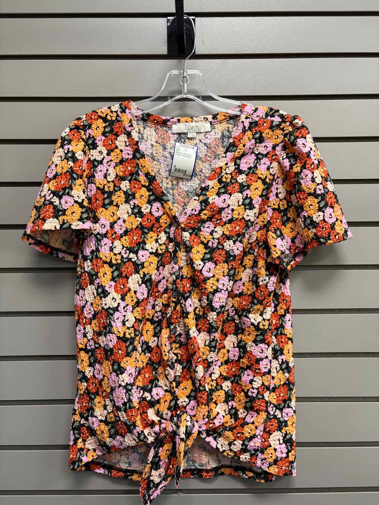 Women's Women Size S Multi-Color LOFT V-Neck Short Sleeve Shirt