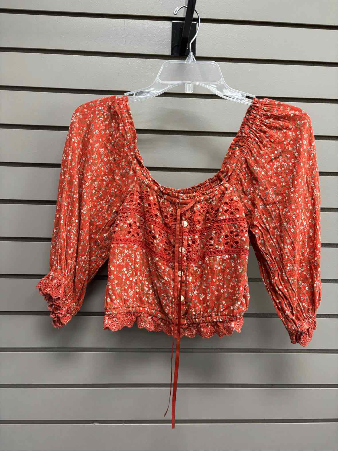 Women's Women Size XXS Blush American Eagle Floral Short Sleeve Shirt