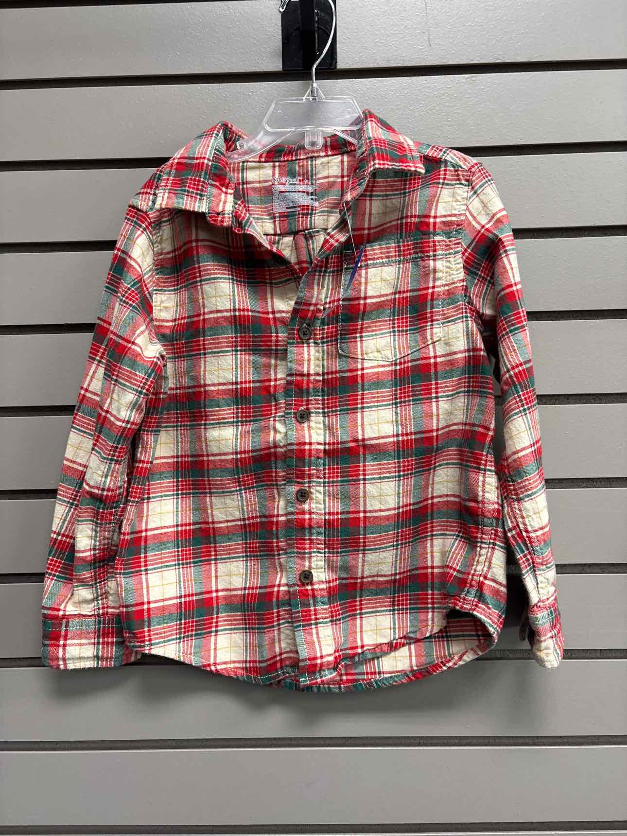Boy's Child Size 4/5 Red Plaid Long Sleeve Shirt
