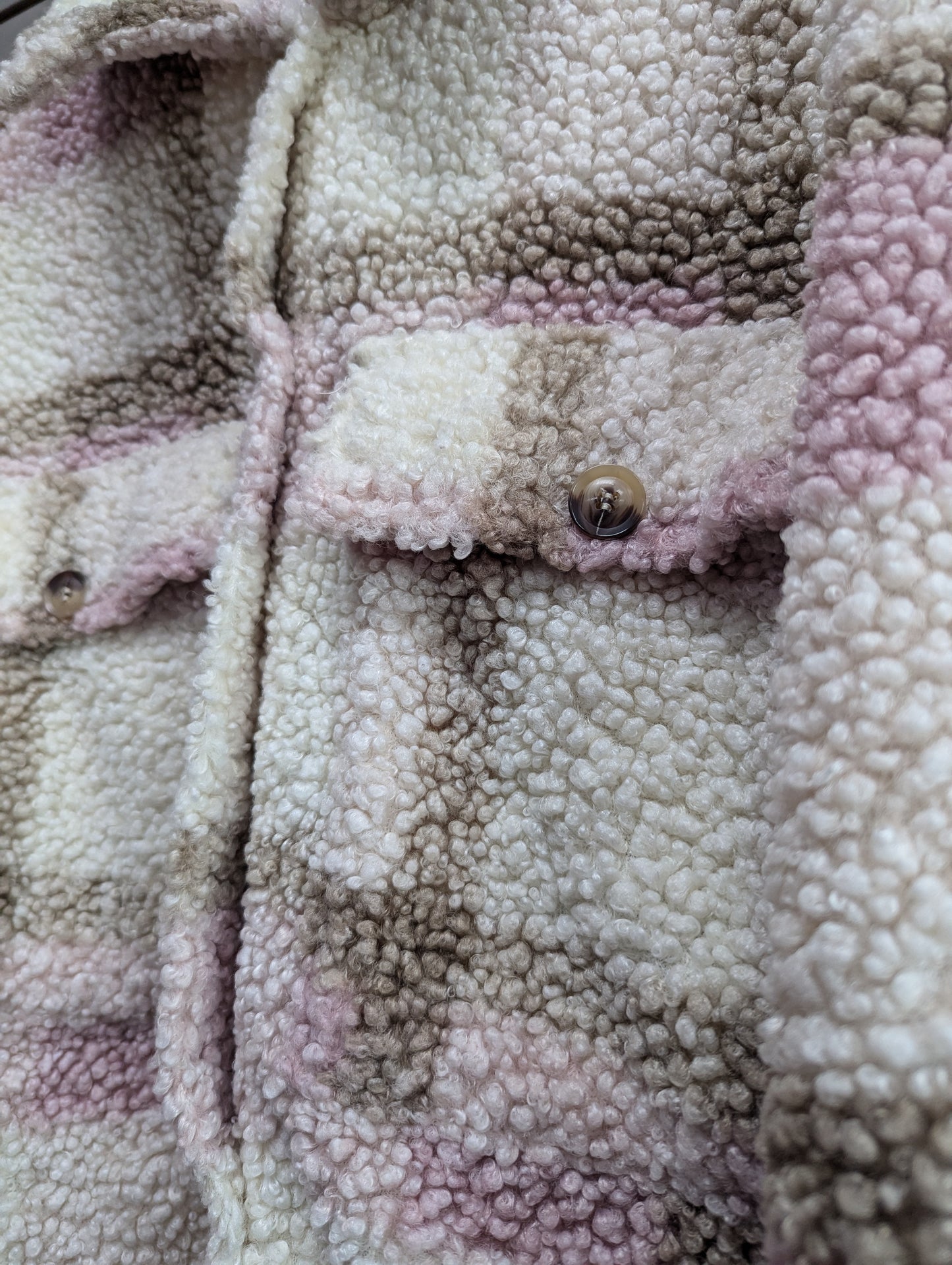 Women Size S Blu Pepper Cream Plaid Sherpa Jacket