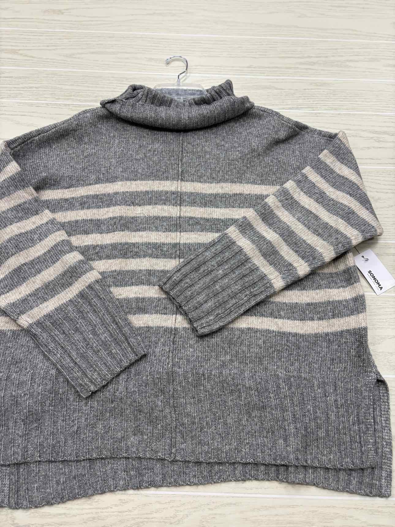 Women Size XL Gray Sonoma Stripe NWT Sweater