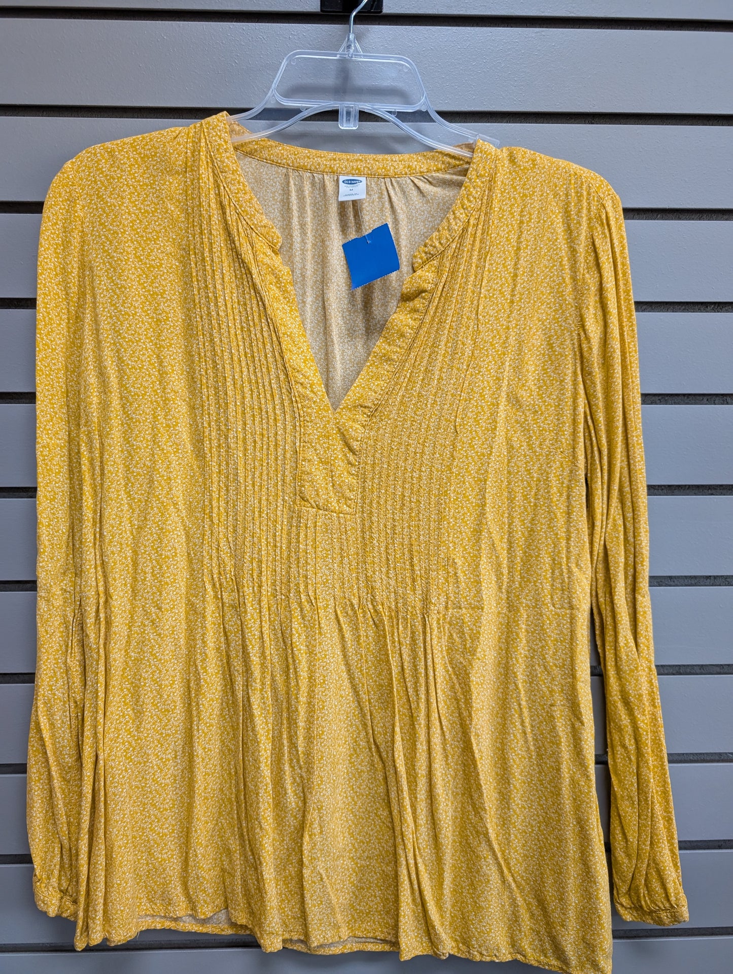 Women's Women Size M Mustard Old Navy Floral V-Neck Long Sleeve Shirt