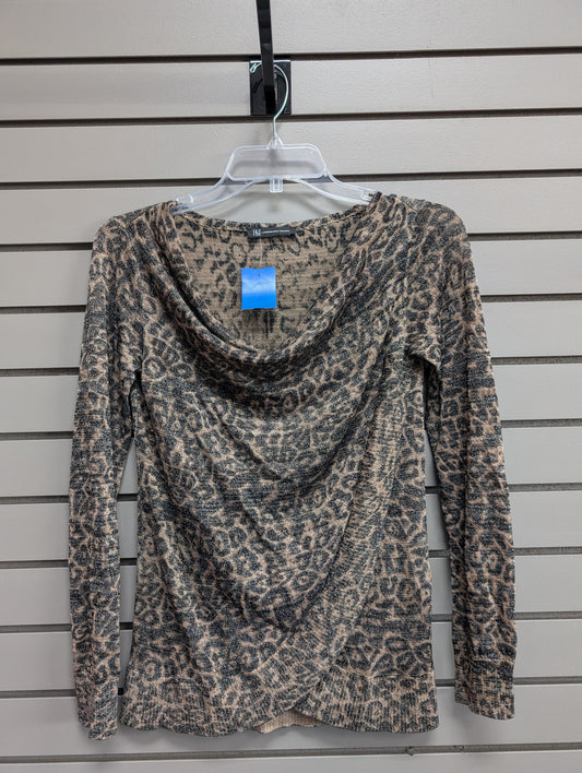 Women's Women Size S Brown INC Cheetah Off The Shoulder Long Sleeve Shirt