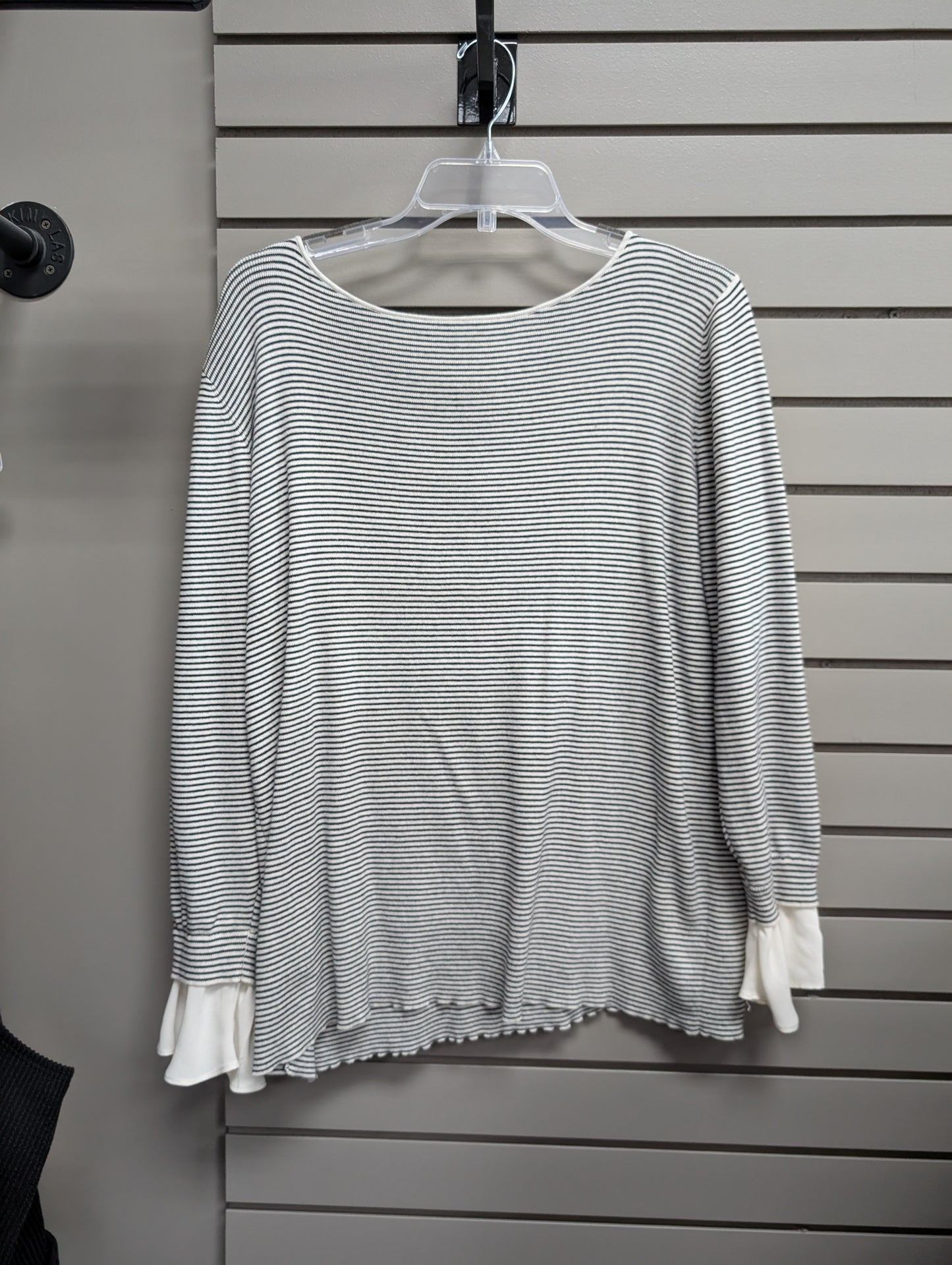 Women's Women Size XL Black & White LOFT Stripe Long Sleeve Shirt