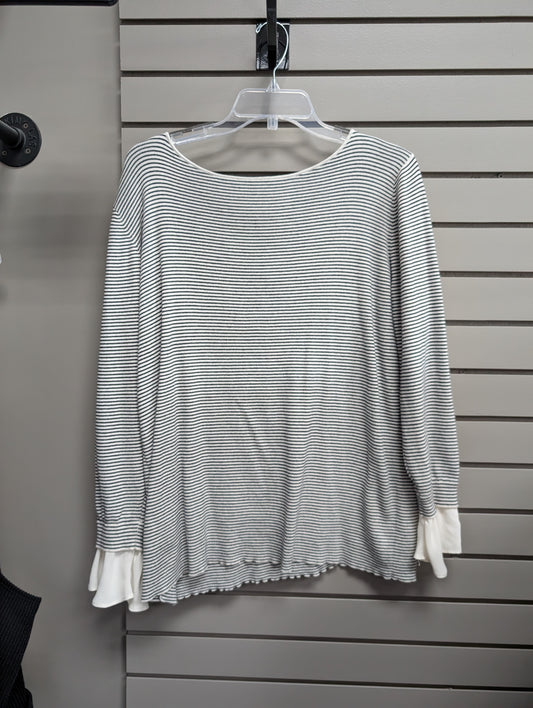 Women's Women Size XL Black & White LOFT Stripe Long Sleeve Shirt