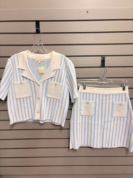 Women's Women Size M Mystree Baby Blue Stripe Top & Bottom Set