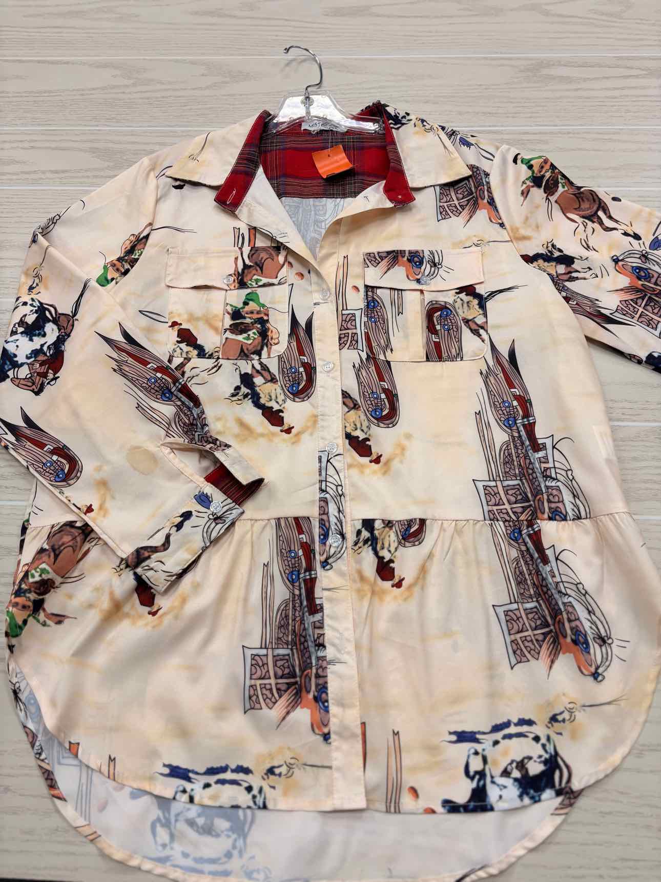 Women's Women Size XL Multi-Color Miss Look Long Sleeve Shirt