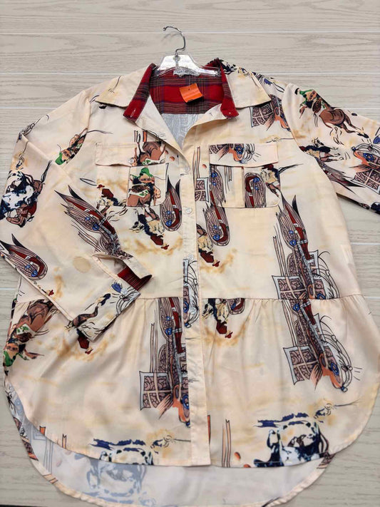 Women's Women Size XL Multi-Color Miss Look Long Sleeve Shirt