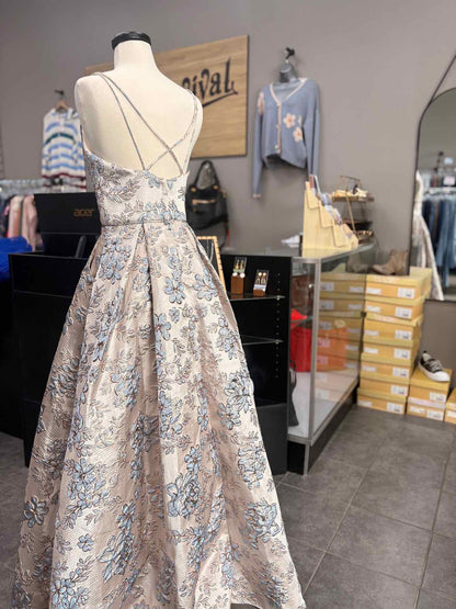 Women's Size 5 Rose Gold Macys Sleeveless Floral Maxi Dress