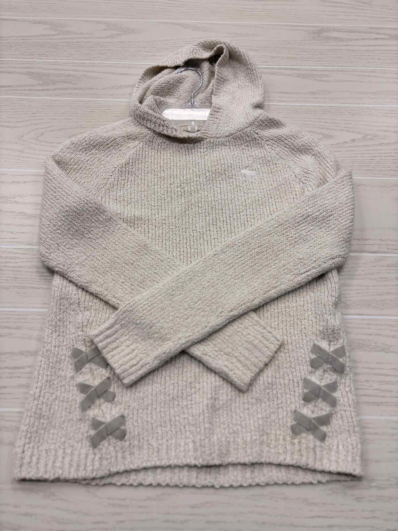 Girl's Child Size 10/12 Abercrombie & Fitch Cream Hooded Long Sleeve Shirt