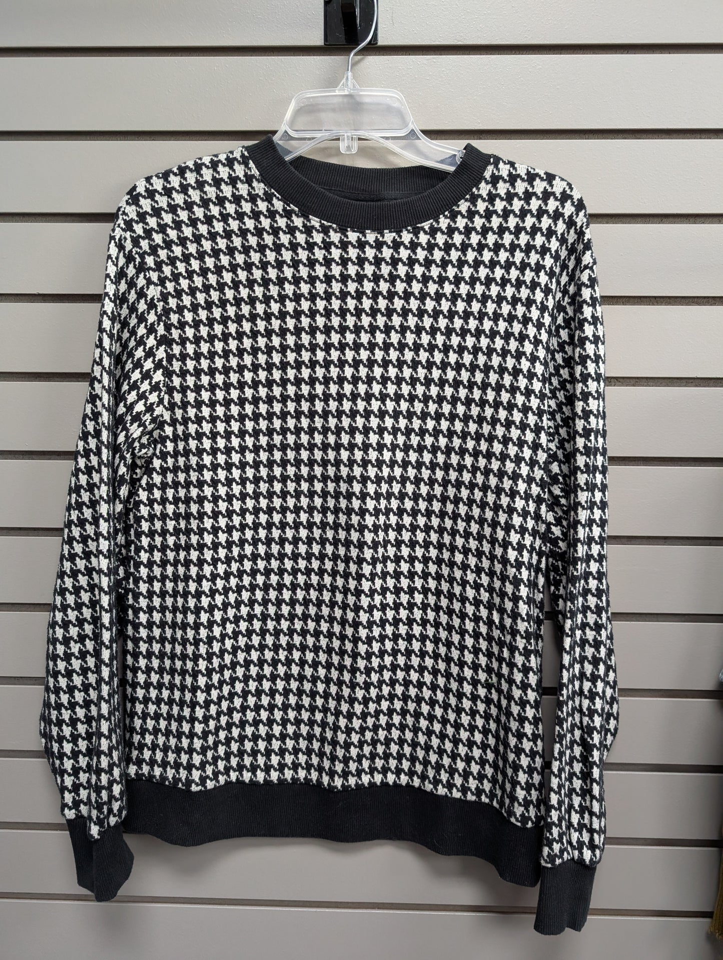 Women's Women Size S Black & White Who What Wear Gingham Crew Sweater