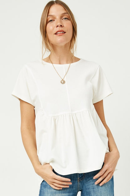 Seam Detailed Waffle Panel Plus Size Top