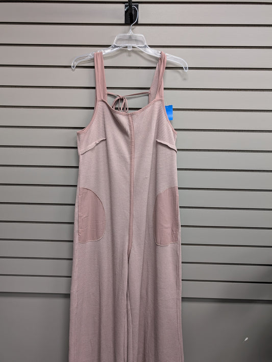 Women's Women Size M Mauve Unknown Waffle Knit Wide Leg Jumpsuit