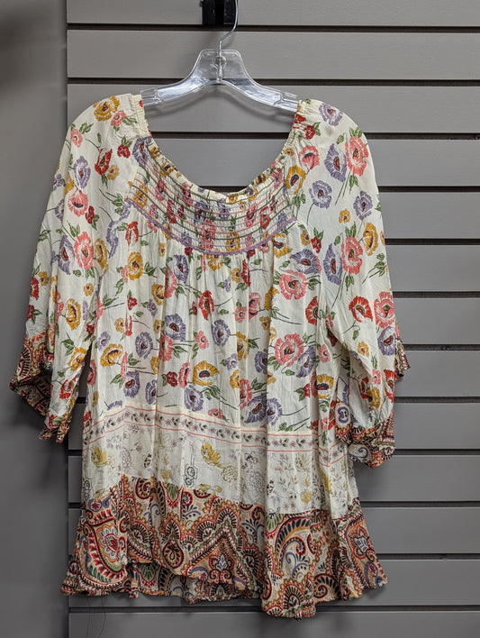 Women's Women Size XL Multi-Color democracy Floral Off The Shoulder Shirt