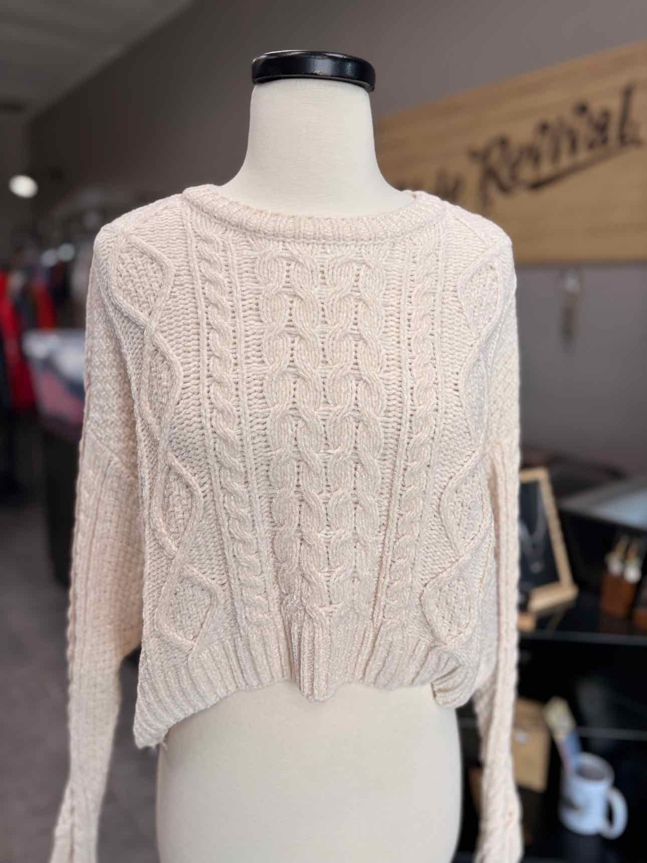 Women's Women Size M Cream LA Hearts Crew Long Sleeve Sweater