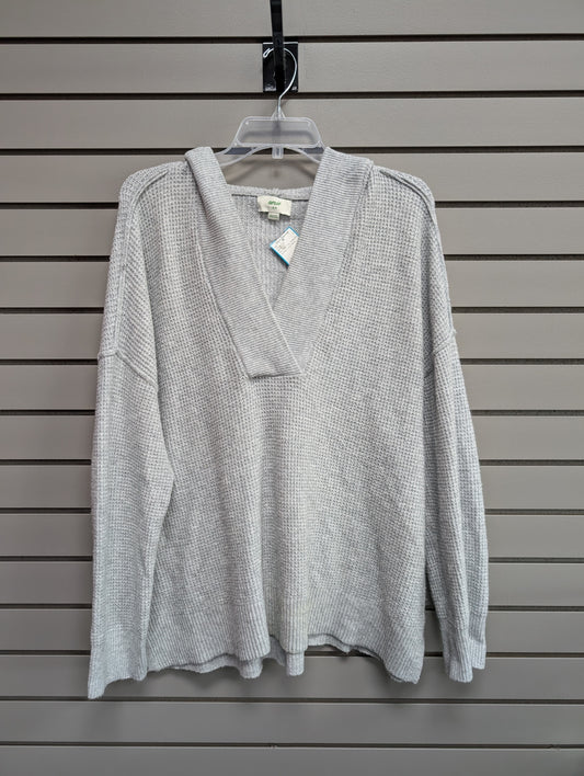 Women's Women Size M Gray Aerie Waffle Knit Hooded Long Sleeve Sweater