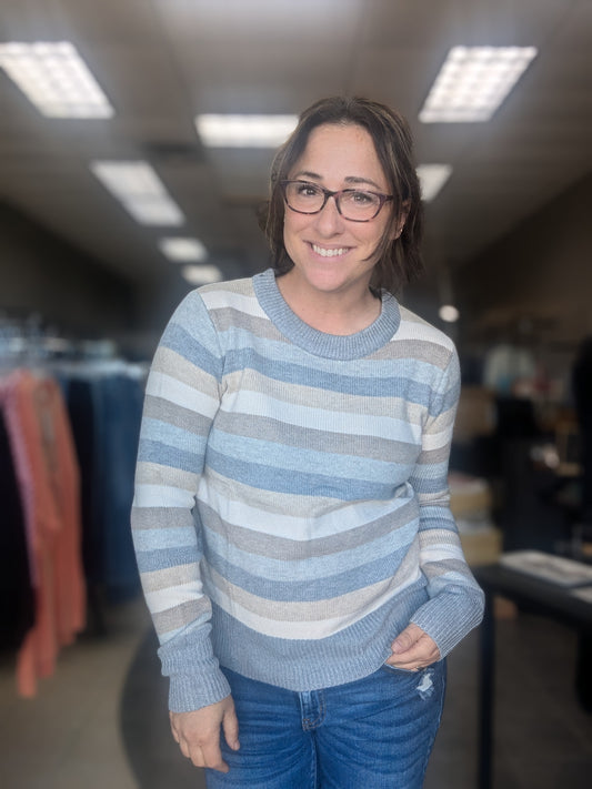 Stonedwashed Stripes Knit Sweater
