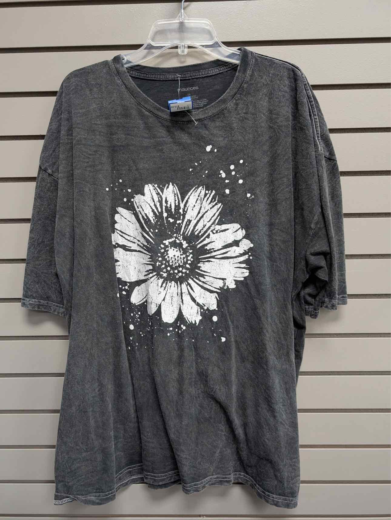 Women's Women Size 3X Charcoal Maurices Floral Short Sleeve Shirt