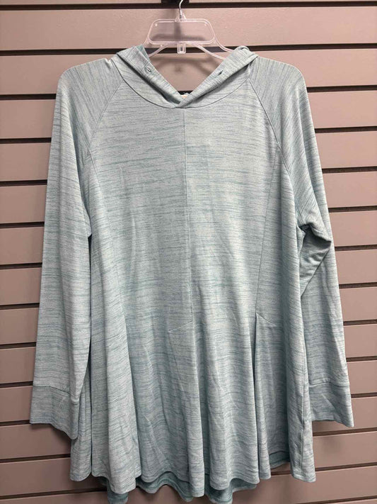 Women's Women Size XL Blue Soft Surroundings Hooded Long Sleeve Shirt