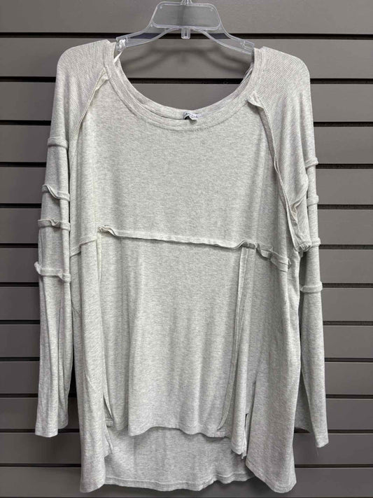 Women's Women Size 1X Gray White Birch Long Sleeve Shirt