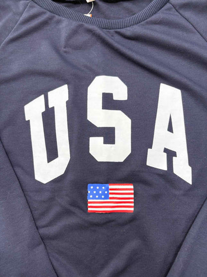 Women's Women Size M Navy USA Crew Long Sleeve Shirt