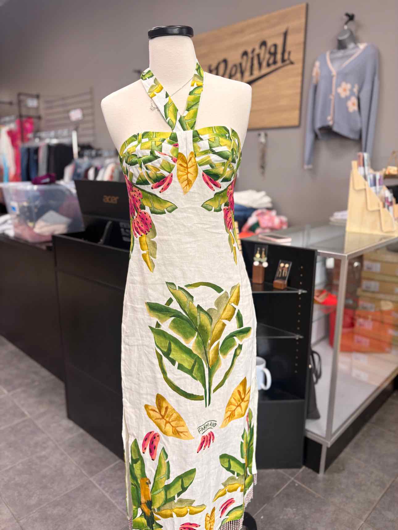 Women's Size Small Multi-Color Farm Rio Tank Tropical Maxi Dress