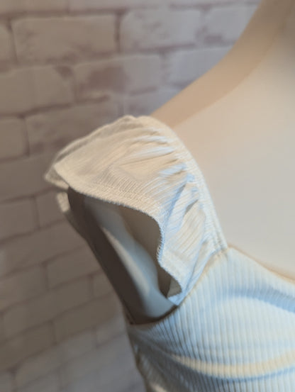 Plus Ruched Front Ruffle Strap Tank â€“ White