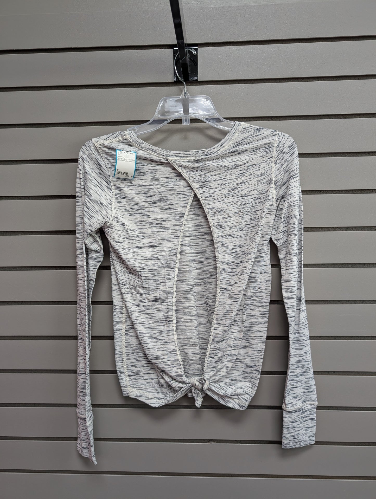 Women's Women Size S Lululemon Light Gray Stripe Long Sleeve Top
