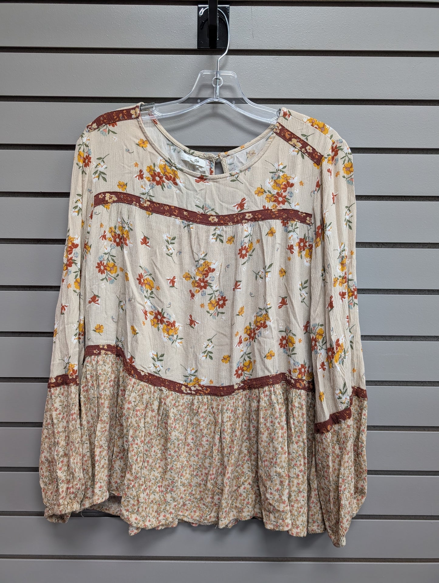 Women's Women Size 0X Multi-Color Maurices Floral Scoop Long Sleeve Shirt