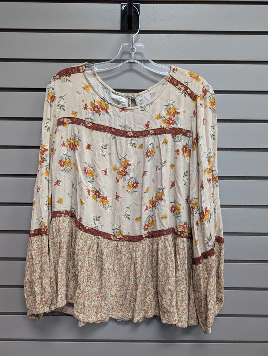 Women's Women Size 0X Multi-Color Maurices Floral Scoop Long Sleeve Shirt