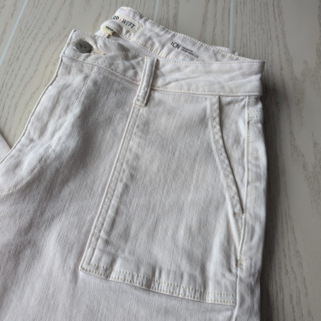 Women's Waist Size 10 Warp + Weft Cream Wide Leg Jean