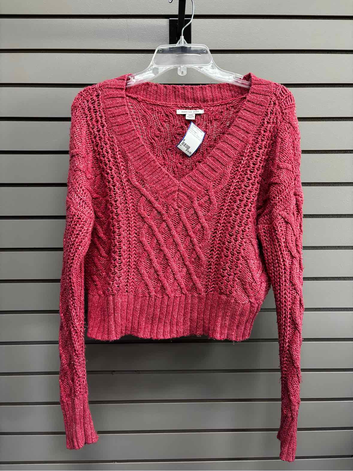 Women's Women Size M Pink American Eagle V-Neck Long Sleeve Sweater