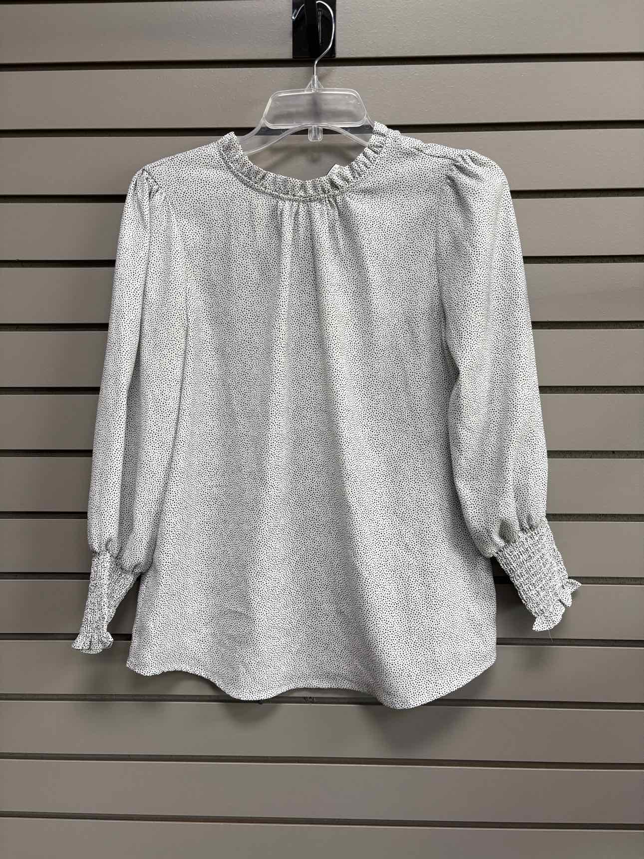Women's Women Size S White Carolina Belle Polka Dot Long Sleeve Shirt