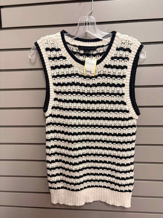 Women Size M Black & Cream Sanctuary Stripe Sleeveless Sweater