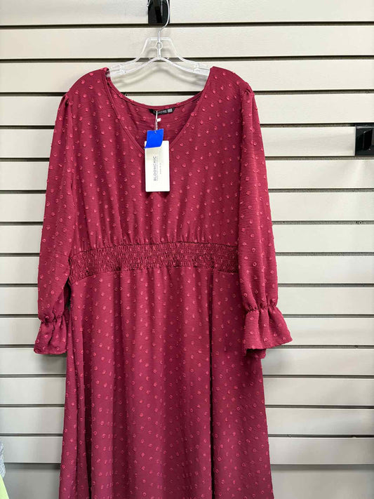 Women's Size 20 Burgundy bloom chic Long Sleeve Midi Dress
