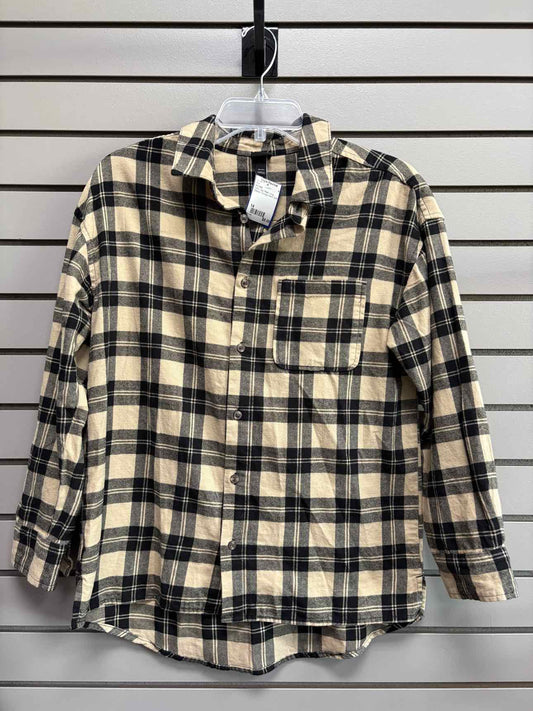 Girl's Child Size 14 art class Tan Plaid Long Sleeve Shirt