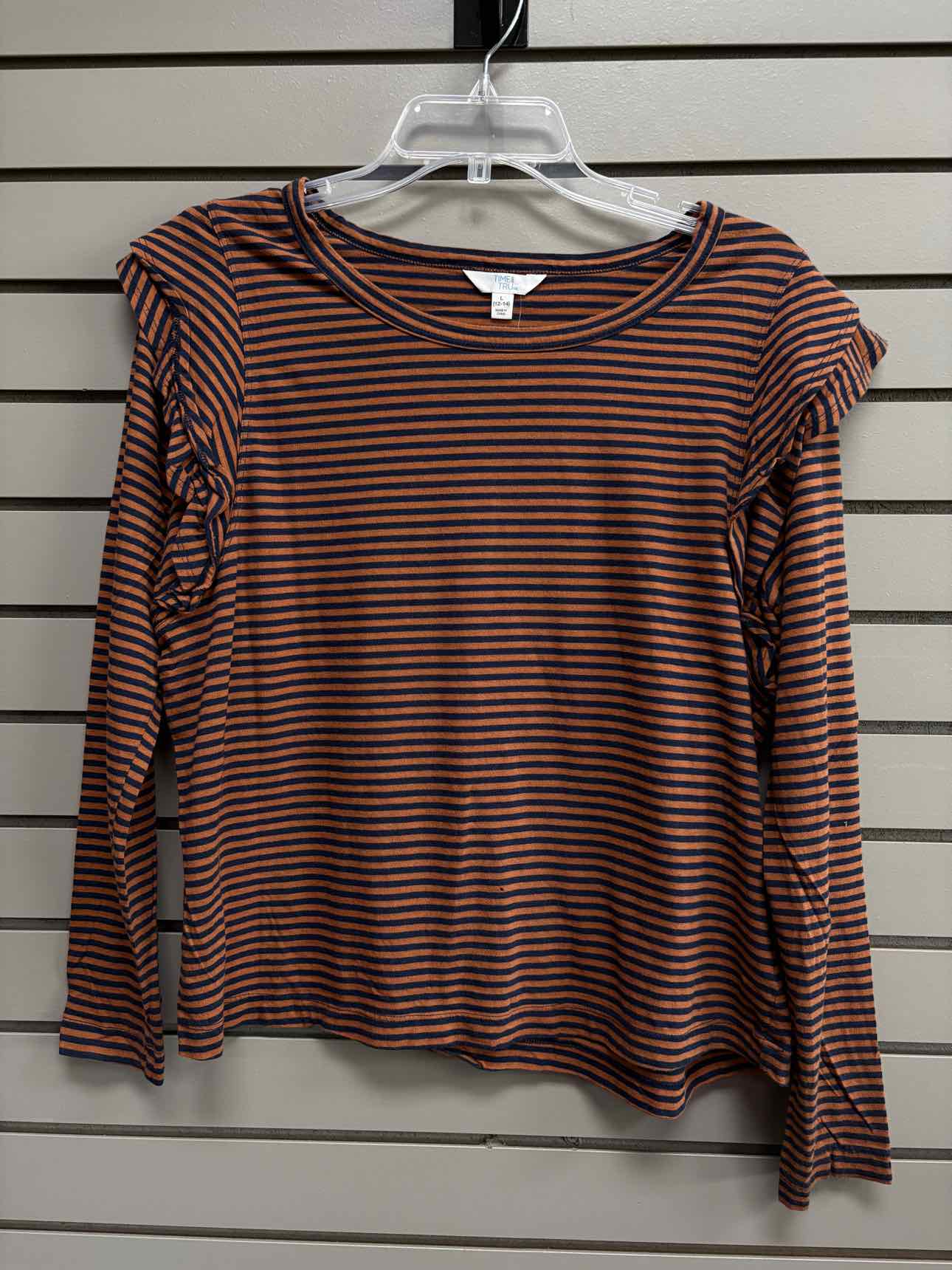 Women's Women Size L Multi-Color time tru Stripe Long Sleeve Shirt