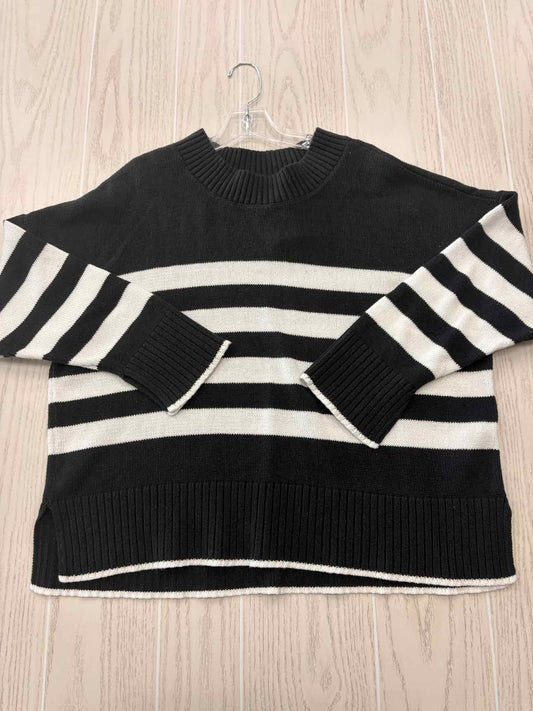 Women's Women Size XXL Black & White Sonoma Stripe Long Sleeve Sweater