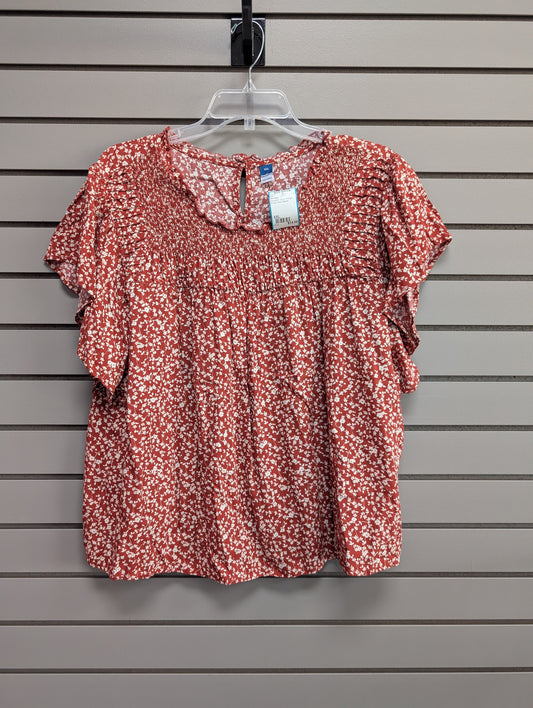 Women's Women Size XXL Burnt Orange Old Navy Floral Short Sleeve Shirt