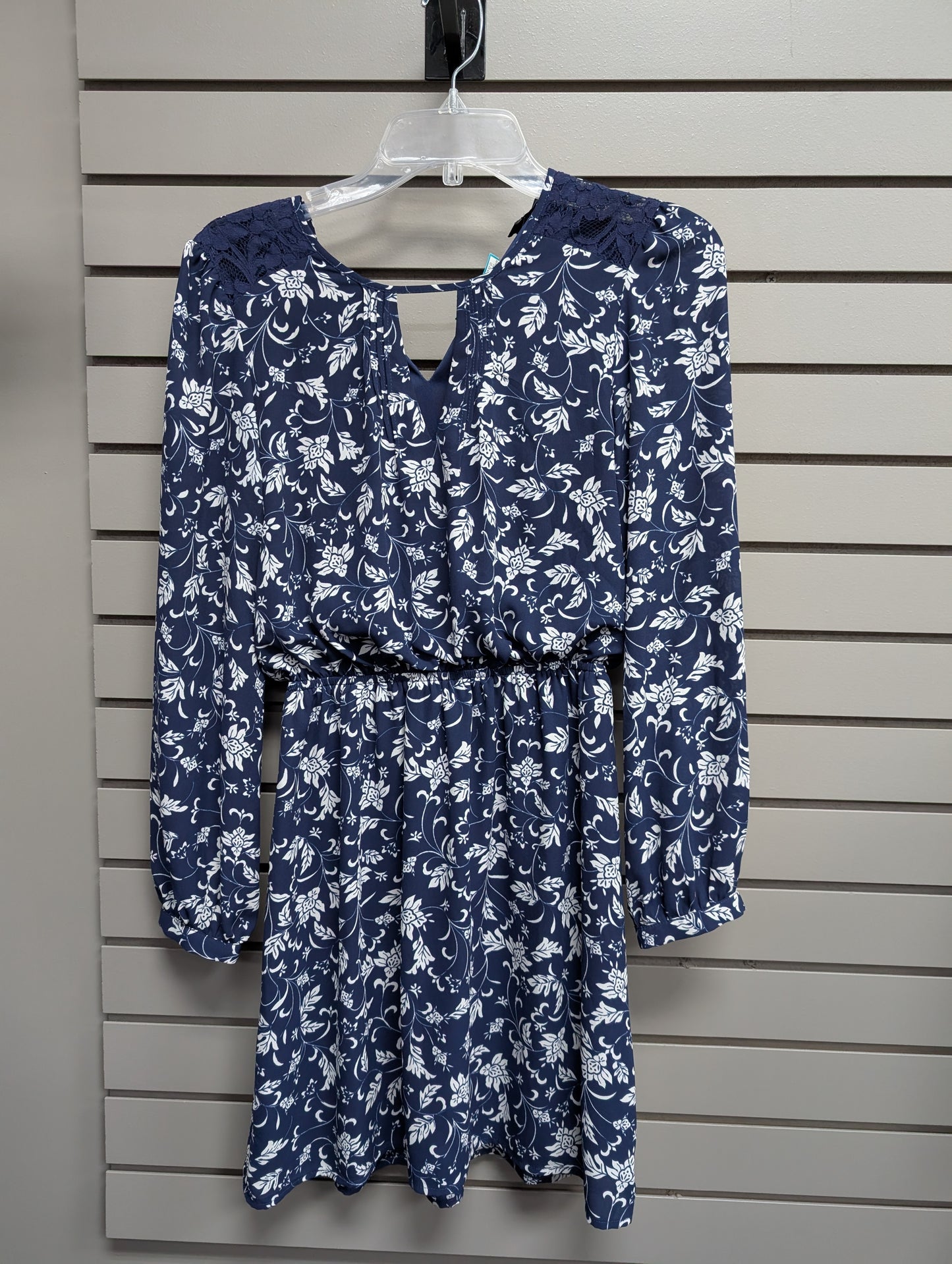 Women's Size XS Navy Express Long Sleeve Foliage Dress