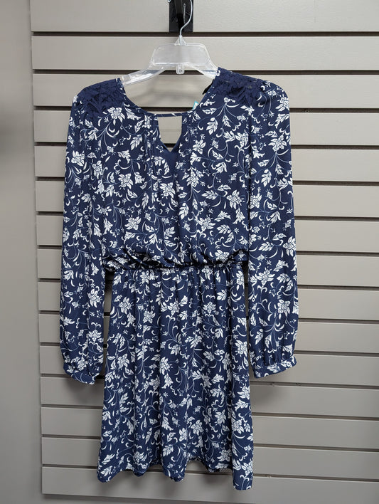 Women's Size XS Navy Express Long Sleeve Foliage Dress