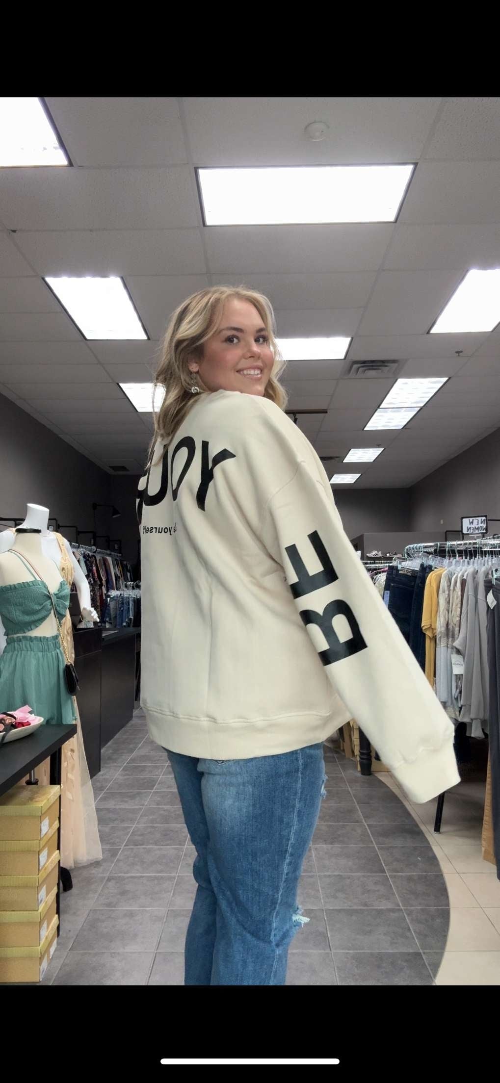 Be Yourself Oversized Plus Sweatshirt