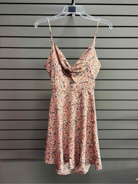 Women's Size Small Light Pink Shein Tank Floral Above Knee Dress