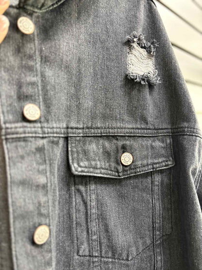 Women's Women Size 3X White Birch Black Denim Jean Jacket