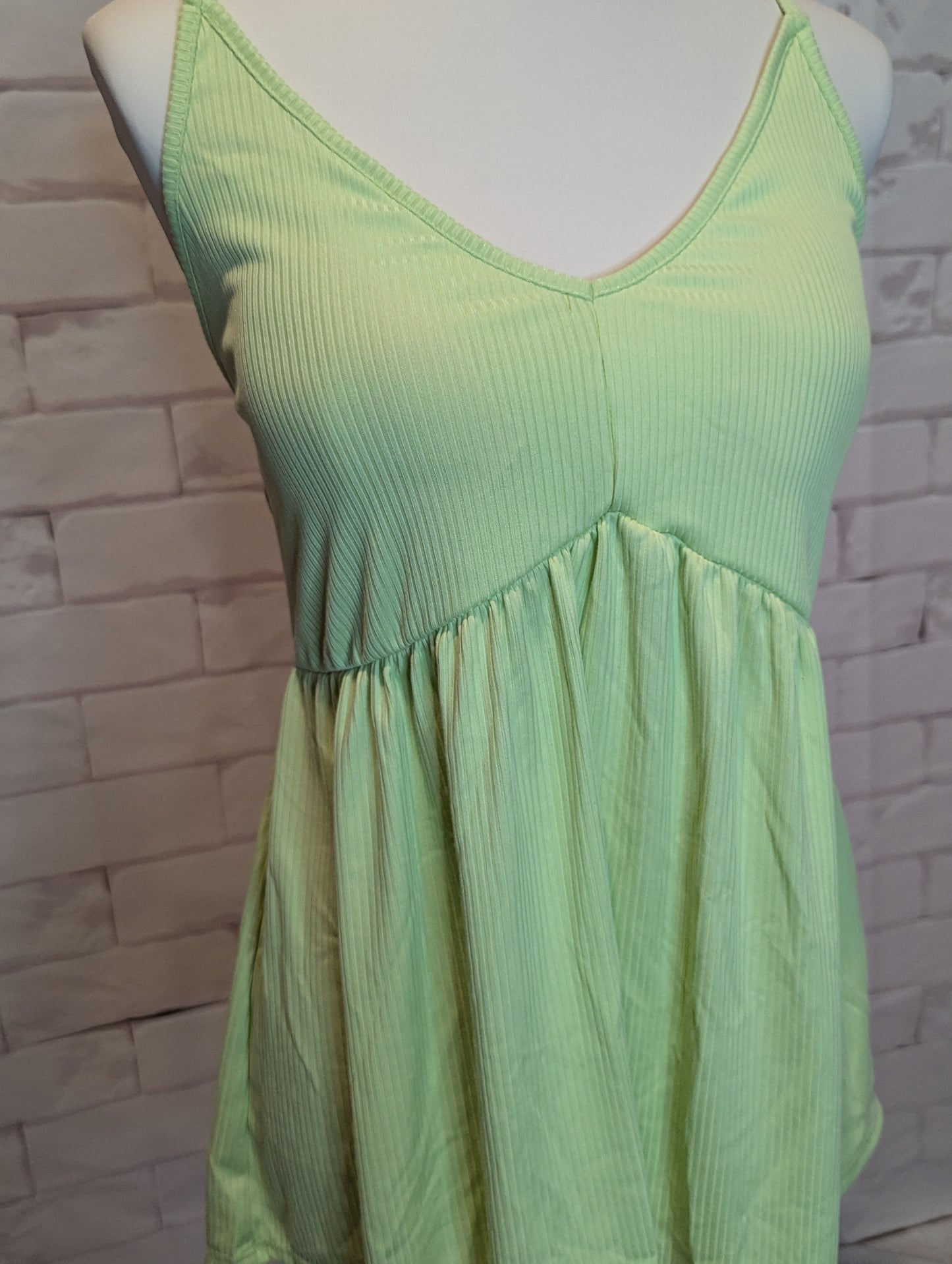 Plus V-Neck Babydoll Tank - Fresh Mint