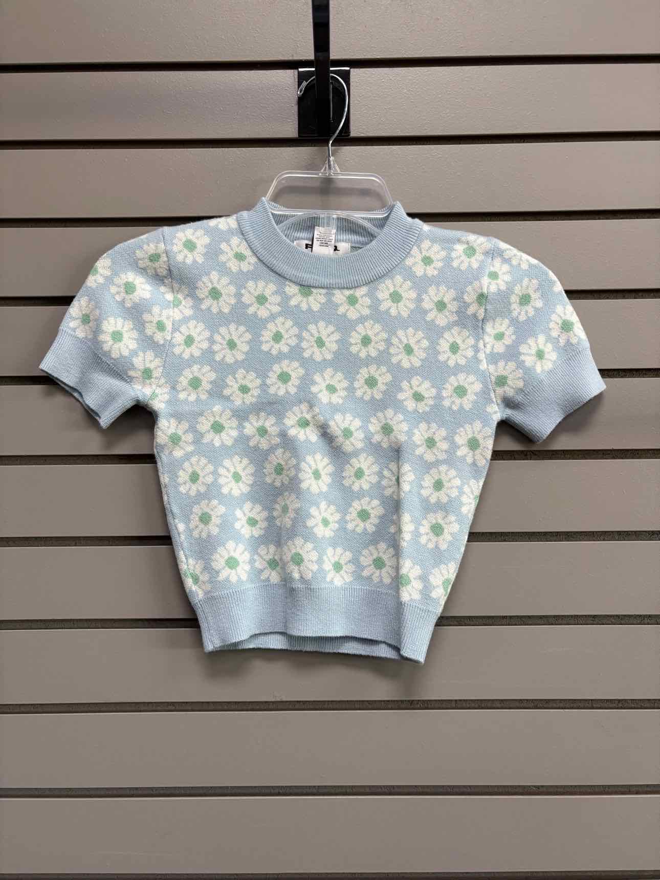 Women's Women Size XS Light Blue RSQ Floral Short Sleeve Shirt