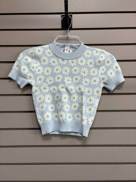 Women's Women Size XS Light Blue RSQ Floral Short Sleeve Shirt