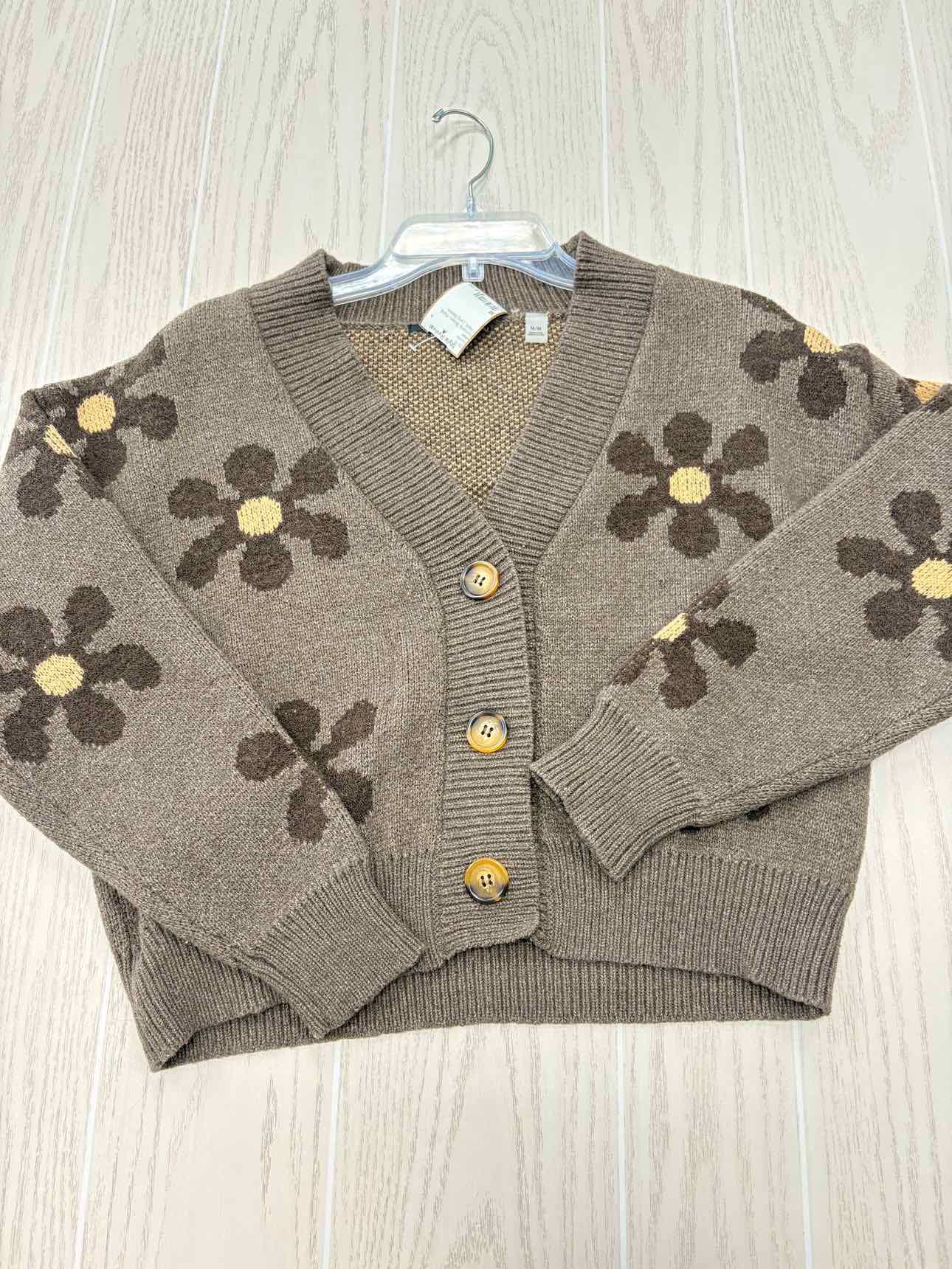 Women's Women Size M Brown tahari Floral V-Neck Long Sleeve Sweater